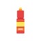 Household cleaning detergent bottle, red and yellow flat icon of chemical cleaner