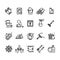 Household and Cleaning Tools Black Thin Line Icon Set. Vector