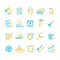 Household and Cleaning Tools Color Thin Line Icon Set. Vector