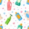 Household Detergents Seamless Pattern, Household Cleaning Supplies, Design Element Can Be Used for Fabric, Wallpaper