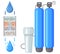 Household filter to purify your drinking water, liquid container, flow type filtration system