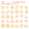 Household flat icon set, appliances symbols collection, vector sketches, logo illustrations, home equipment signs orange