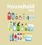 Household goods shop icon set
