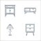 household line icons. linear set. quality vector line set such as bedside table, lamp, tv stand