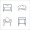 household line icons. linear set. quality vector line set such as table, dressing table, sofa