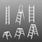 Household step ladders set, realistic 3d vector illustration isolated on transparent background.