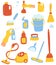 Household supplies and cleaning set. Tools of housecleaning. Set of cleaning supplies. The concept of cleanliness and order. For