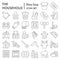 Household thin line icon set, appliances symbols collection, vector sketches, logo illustrations, home equipment signs