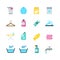 Household washing, drying and laundry vector flat icons