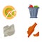 Household waste garbage icons