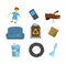 Household waste garbage icons