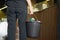 Housekeeper cleaning a hotel room