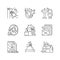 Housekeeping chores linear icons set