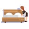 Housemaid cleaner clean bed cleanliness flat design character vector illustration