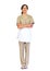 Housemaid woman white background.