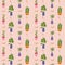 Houseplant collection seamless pattern background