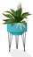 Houseplant mix in a teal retro modern planter