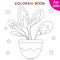 Houseplants. Calathea and stars. Indoor exotic flowers in a flower pot. Coloring book page template