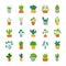 Houseplants Flat Vector Icon Set