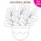 Houseplants. Home plant. Indoor exotic flowers in a flower pot. Coloring book page template