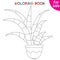 Houseplants. Plant. Indoor exotic flowers in a flower pot. Coloring book page template