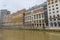 Houses along the Nervion river from Arriaga Square in the old city district.