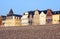 Houses along pebble beach