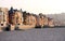 Houses along pebble beach