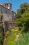 Houses alongside river Darro in Granada, Spain