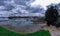 Houses, boats, wharfs, Trees and flowers on Sydney George River mouth at Tom Uglys Bridge NSW Australia.