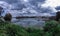 Houses, boats, wharfs, Trees and flowers on Sydney George River mouth at Tom Uglys Bridge NSW Australia.