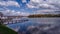 Houses, boats, wharfs, Trees and flowers on Sydney George River mouth at Tom Uglys Bridge NSW Australia.