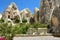 Houses built on the typical rocks of the Cappadocia
