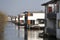 Houses built in water in quiet neighborhood