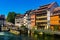 Houses and canals of French town Strasbourg