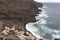 Houses and cliff near the ocean at Alojera village. La Gomera. Canary Islands.