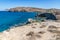 Houses, cliffs and mountains in Papafragas beach