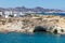 Houses, cliffs and mountains in Papafragas beach