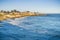 Houses close to the eroded Pacific Ocean coastline, Santa Cruz, California