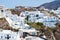 Houses on the edge of the caldera on the island of Santorini, Greece.
