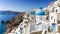 The houses on the edge of the Volcano Caldera on Santorini island, Greece