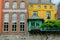 Houses on embankment of  Sambre river in Namur. Belgium