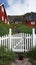 houses with fence on the hill, Qaqortoq, Greenland