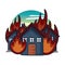 Houses on fire. Vector illustration decorative design