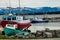 Houses and fishing boats in Tuckers Cove. Cow Head Newfoundland Canada