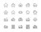 Houses flat line icons set. Home page button, residential building, country cottage, apartment vector illustrations