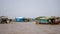 Houses on the floating village in tonle sap lake, in Cambodia