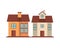 Houses fronts facades isolated icons