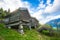 Houses with grass roof on an old Norwegian farm