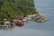 Houses on an island on the lake Sentani